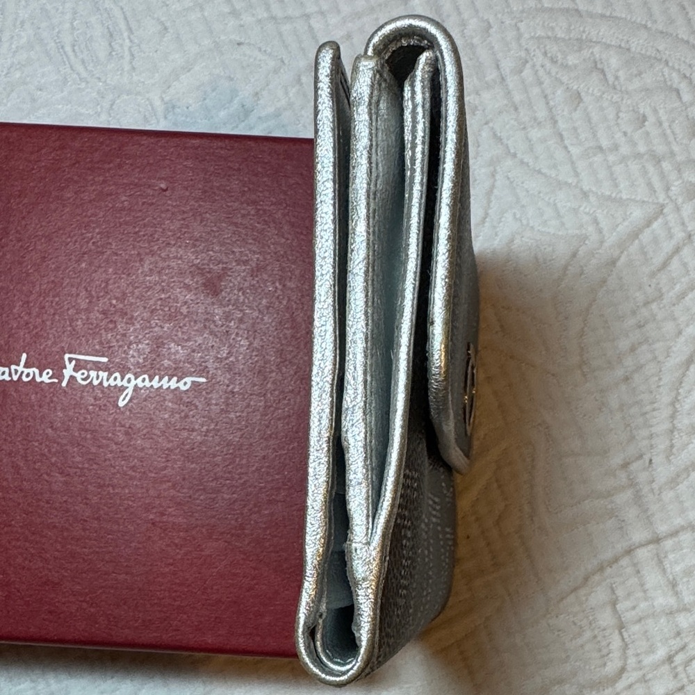 Salvatore Ferragamo Metallic Silver Wallet with Red Box! - Picture 15 of 16